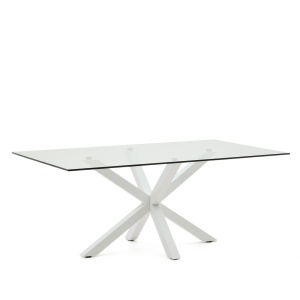 Masa dining alba/trasparenta din metal 100x200 cm Argo Kave Home