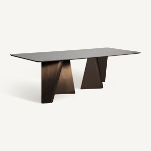 Masa dining aurie/neagra din ceramica 105x240 cm Tux Vical Home