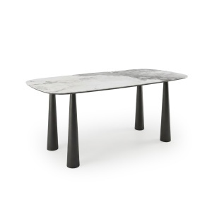Masa dining din ceramica gri 90x180 cm Glen Quiet Object