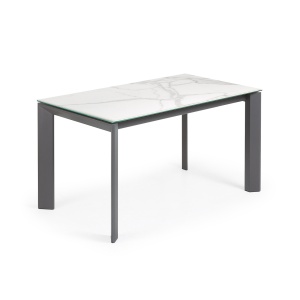Masa dining extensibila gri/alba din metal 90x(140)200 cm Axis Kalos White Kave Home