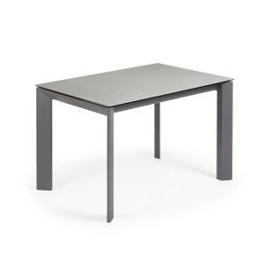 Masa dining extensibila gri din metal 80x(120)180 cm Axis Hydra Lead Kave Home