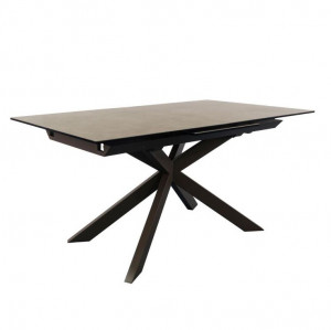 Masa dining extensibila maro/neagra din portelan si otel 90x160(210) cm Atminda Kave Home
