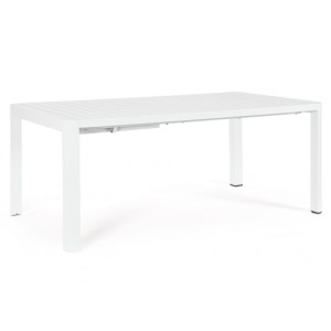 Masa dining exterior extensibila alba din metal 100x180(240) cm Kiplin Bizzotto
