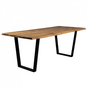 Masa dining maro/neagra din lemn de salcam si fier 90x200 cm Aka Dutchbone