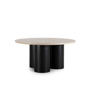 Masa dining neagra/crem din piatra 160 cm Ohio Thai Natura