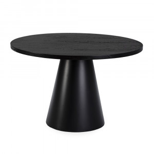 Masa dining neagra din lemn 120 cm Cezara Thai Natura