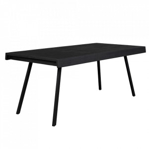 Masa dining neagra din lemn de tec si otel 78x160 cm Suri The Home Collection