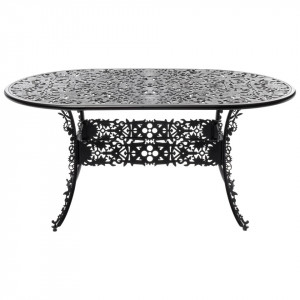 Masa dining pentru exterior neagra din aluminiu 90x152 cm Industry Collection Seletti