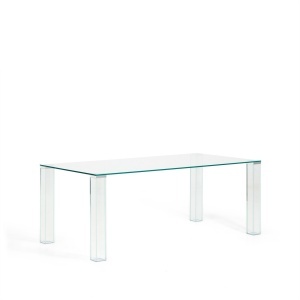 Masa dining transparenta din sticla 100x200 cm Adularia Kave Home