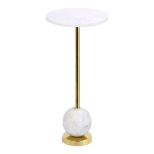 Masa laterala alba/aurie din metal 25 cm Salo House Nordic