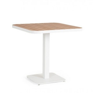 Masa laterala exterior alba/maro din metal 75x75 cm Belmar Bizzotto