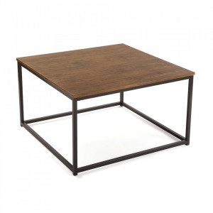 Masuta de cafea maro/neagra din lemn si metal 80x80 cm Thora Versa Home