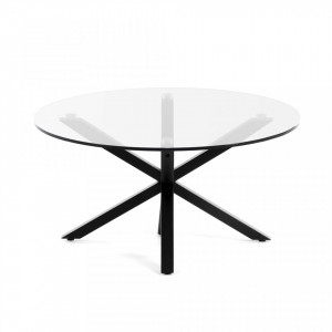 Masuta de cafea neagra din metal si sticla 82 cm Argo Kave Home