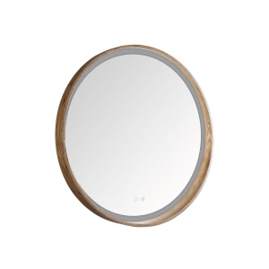 Oglinda cu LED rotunda maro din lemn 80 cm Lustro Zuma Line