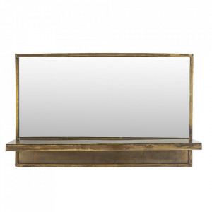 Oglinda cu raft maro alama din metal 38x61 cm Feyza Quiet Object