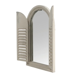 Oglinda decorativa alb antic din lemn 37x59 cm Palace Esschert Design