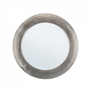 Oglinda rotunda argintie din metal 80 cm Adara Bizzotto
