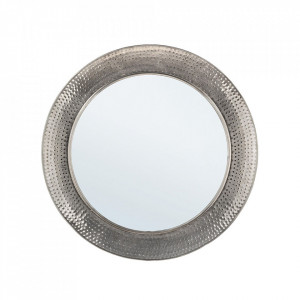 Oglinda rotunda argintie din otel 80 cm Adara Bizzotto