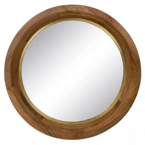 Oglinda rotunda maro din lemn de mango 90 cm Hopi Denzzo