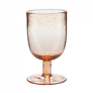 Pahar de vin roz din sticla 8x14 cm Alec Bahne