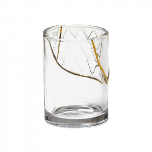 Pahar transparent/auriu din sticla 8x11 cm Kintsugi Seletti