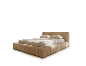 Pat bej nisipiu din textil 160x200 cm Fern FURPOL