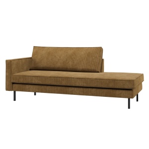 Pat de zi galben miere din textil 203 cm Rodeo Rib Left Woood