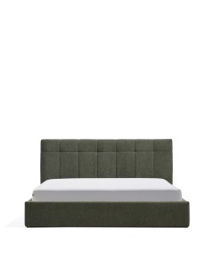 Pat verde muschi din textil 180x200 cm Darnela Chenille Kave Home