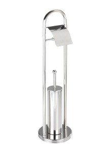 Perie toaleta cu suport hartie igienica argintie din metal Vasto Wenko