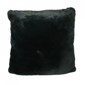 Perna decorativa patrata neagra din blana artificiala 50x50 cm Rabbit Van Roon Living