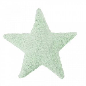 Perna decorativa verde din bumbac pentru copii 54x54 cm Star Soft Mint Lorena Canals
