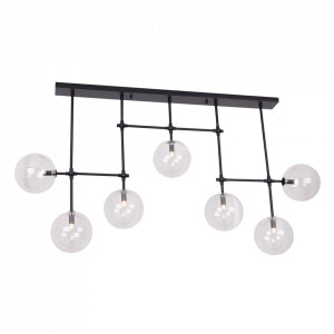 Plafoniera neagra din sticla si metal cu 7 becuri Lollipop Maxlight