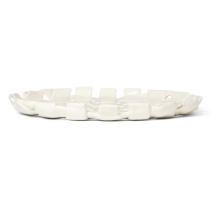 Platou alb antic din ceramica 30 cm Plait Ferm Living