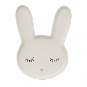 Platou alb din ceramica 17x24 cm Bunny Bloomingville Mini