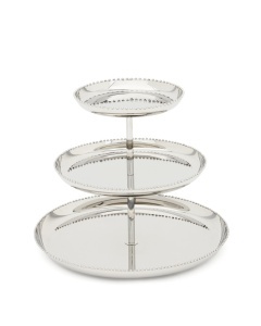 Platou cu 3 niveluri argintiu din metal 28 cm Nirela Kave Home