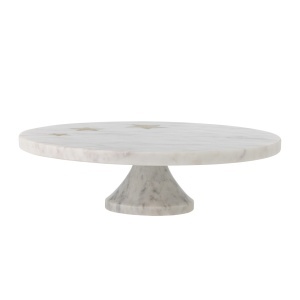 Platou cu picior alb din marmura 30 cm Fenya Bloomingville