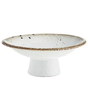 Platou cu picior alb/maro din ceramica 23 cm Danimo Madam Stoltz
