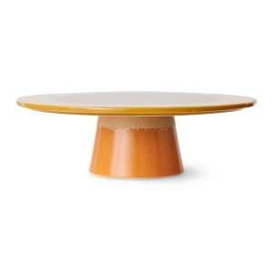 Platou cu picior portocaliu din ceramica 33 cm 70s Papaya HKliving