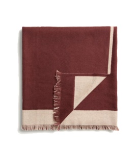 Pled maro/bej din fibre naturale 130x170 cm Orlet Kave Home