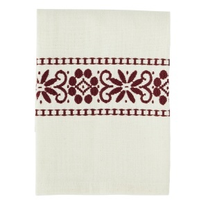 Prosop bucatarie alb antic/rosu din bumbac 50x70 cm Pixie Madam Stoltz