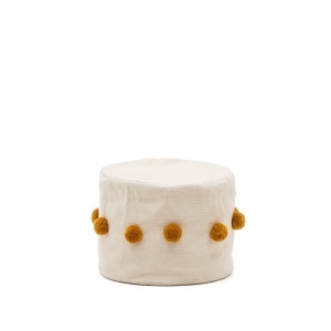 Puf rotund pentru copii crem/galben din bumbac 40 cm Manua Kave Home