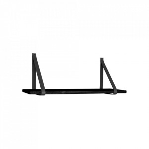 Raft negru din lemn din arbore de cauciuc 80 cm Forno House Nordic