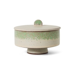 Recipient cu capac multicolor din ceramica 10x14 cm 70s Petal HKliving