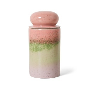 Recipient cu capac multicolor din ceramica 11x23 cm 70s Glaze HKliving