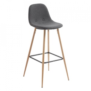 Scaun bar din textil gri inchis Nolite Style Kave Home