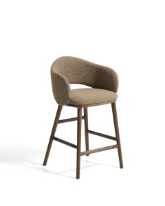 Scaun bar din textil maro Maina Chenille Walnut Kave Home