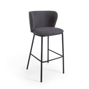 Scaun bar gri inchis din textil Ciselia Kave Home