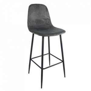 Scaun bar gri inchis/negru din catifea Irelia Bizzotto