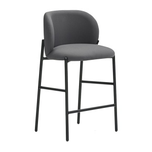 Scaun bar gri inchis/negru din textil Mogi High Teulat