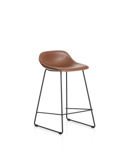 Scaun bar maro din piele ecologica Zahara Low Kave Home